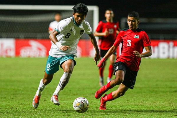 Indonesia U-16 Arkhan Kaka Timnas Indonesia U-16 menang 2-0 atas Palestina di pada babak penyisihan Grup B Kualifikasi Piala Asia U-17 2023. (foto: Aldi Chandra/MPI