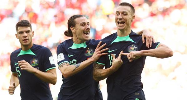 Australia menang 1-0 atas Tunisia pada matchday kedua Grup D Piala Dunia 2022 di Stadion Al Janoub, Al Wakrah, Qatar, Sabtu (26/11/2022) sore WIB (Foto: REUTERS/Hannah Mckay)