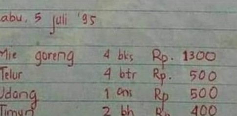 harga makanan Harga makanan zaman dulu. Foto: IG Teman Nostalgia