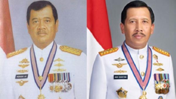 Panglima TNI dari kesatuan TNI AL Kedua Panglima TNI dari kesatuan TNI AL yakni Laksamana Widodo Adi Sucipto dan Laksamana Agus Suhartono. (Foto: ist.)
