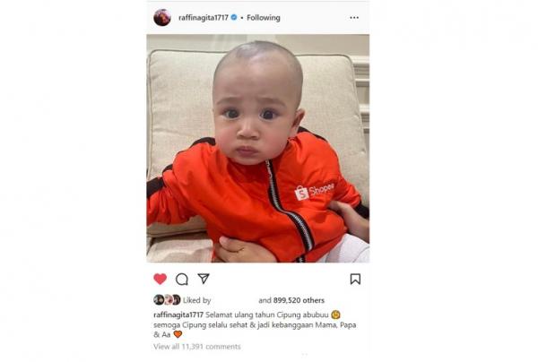 Rayyanza postingan shopee Tangkapan layar Instagram @raffinagita1717