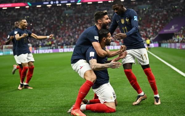 Prancis Vs Maroko Babak 1 Timnas Prancis unggul 1-0 atas Maroko pada 1-0 di babak pertama semifinal Piala Dunia 2022 di Stadion Al Bayt, Kamis (15/12/2022) dini hari WIB (Foto: REUTERS/Dylan Martinez)