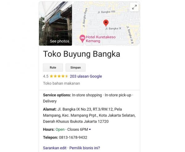Body2 Toko SBN Lokasi Toko Buyung Bangka. (Foto: tangkapan layar)