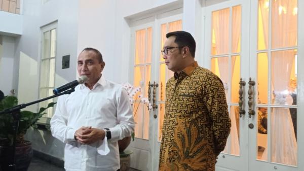 Ridwan Kamil dan Edy Rahmayadi Gubernur Jawa Barat Ridwan Kamil menemui Gubernur Sumatera Utara Edy Rahmayadi (Wahyudi Aulia Siregar/MNC Portal)