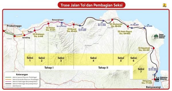 Trase Jalan Tol Probowangi Jalan Tol Probolinggo-Banyuwangi. (Foto: Dok. Kementerian PUPR)