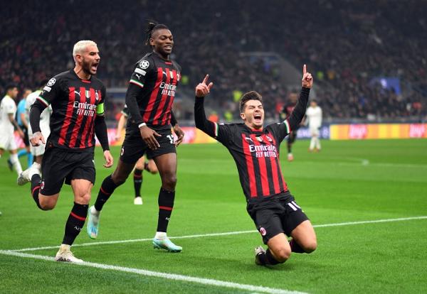 AC Milan menang 1-0 atas Tottenham Hotspur &nbsp;di leg pertama babak 16 besar Liga Champions 2022-2023. Brahim Diaz jadi pahlawan Rossoneri. (foto: REUTERS).