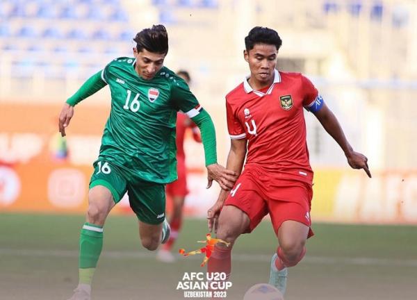 Indonesia U-20 Timnas Indonesia U-20 takluk 0-2 dari Irak U-20 pada penyisihan Grup A Piala Asia U-20 2023. (foto: Twitetr/Theaseanball)