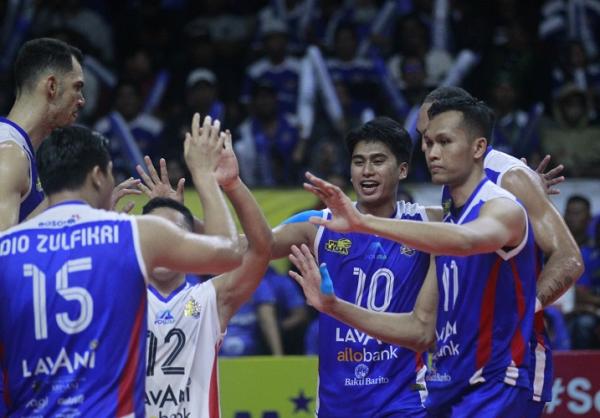 Tim putra Jakarta LavAni Allo Bank berhasil mengamankan tiket ke babak grand final Proliga 2023, Jumat (10/3/2023). (Foto: PBVSI