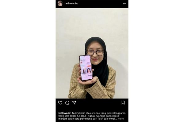 Instagram hellowudin shopee flash sale Tangkapan layar Instagram @hellowudin.