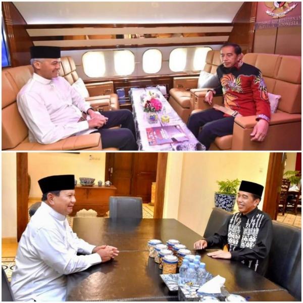 Presiden Jokowi bersama Capres Prabowo Subianto dan Ganjar Pranowo. (Foto ist).