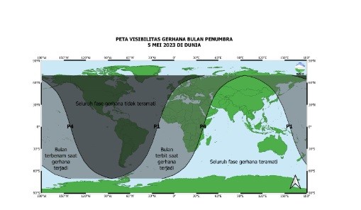 Peta Visibilitas Gerhana Bulan Penumbra