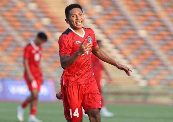 Fajar Fathurrahman Timnas Indonesia U-22 Pemain sayap Timnas Indonesia U-22, Fajar Fathurrahman merayakan gol ke gawang Myanmar pada laga Grup A SEA Games 2023 di Stadion Olympic, Phnom Penh, Kamboja pada Kamis (4/5/2023). (Foto: Instagram/@pssi)
