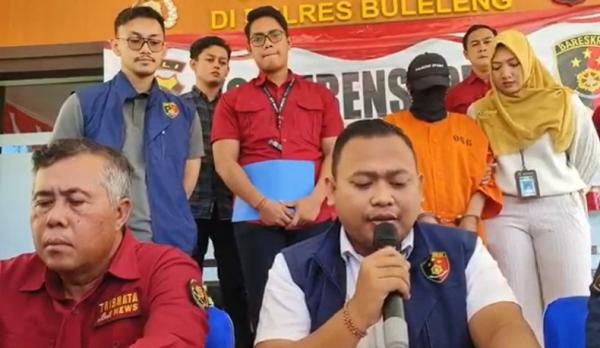 Tppo Polres Buleleng Keterangan pers Polres Buleleng kasus tindak pidana perdagangan orang dengan tersangka Ketut Sariani (54), Kamis (15/6/2023). (Foto: Pande Wismaya).