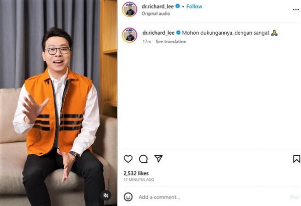 dr Richard Lee Shopee Video klarifikasi dr Richard Lee. (Foto: dok tangkapan layar Instagram)