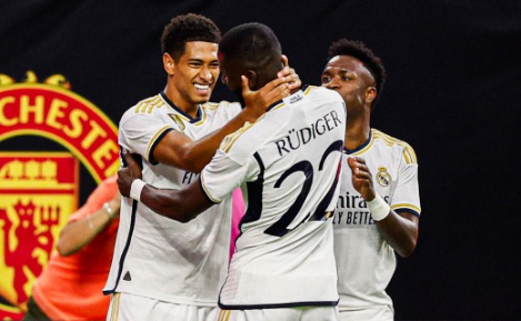 Real Madrid Vs Man United Real Madrid hajar Manchester United 2-0 pada laga uji coba di NRG Arena, Houston, Texas, Amerika Serikat, Kamis (27/7/2023) pagi WIB. (Foto: Real Madrid)