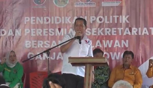Sekber Ganjar Pranowo Babel DPW Partai Perindo Bangka Belitung (Babel) ikut meresmikan Sekretariat Bersama Pemenangan Ganjar Pranowo Presiden 2024 di Kota Pangkalpinang. (Foto: iNewsTV/Haryanto)