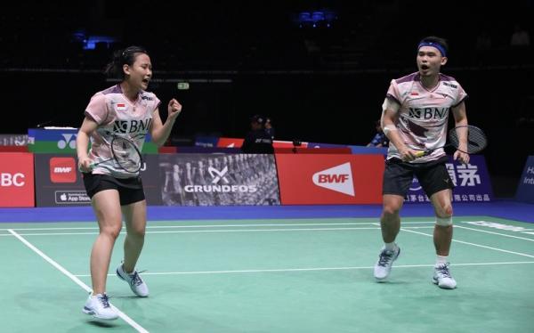 WC Rinov Pitha PBSI Ganda campuran Indonesia, Rinov Rivaldy/Pitha Haningtyas Mentari lolos ke Olimpiade Paris 2024. (Foto: PBSI)