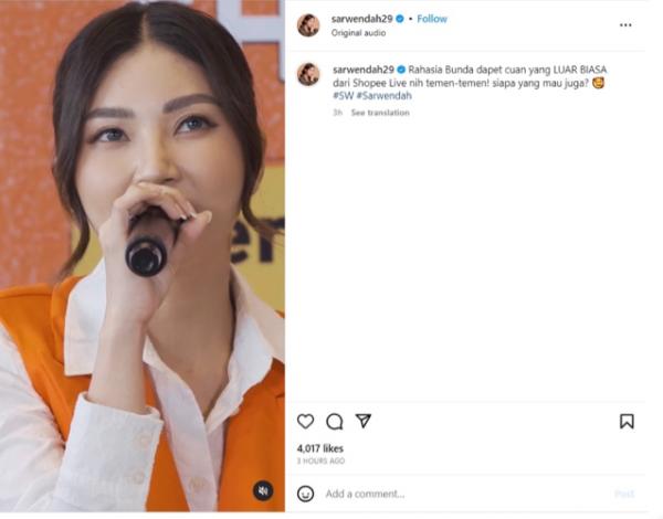 Shopee Live Sarwendah 9.9 Capture post Shopee Live Sarwendah di Kick Off 9.9. (Foto: Instagram)