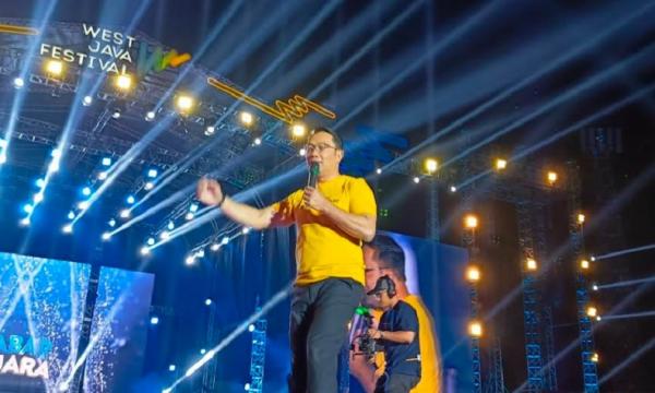 Ridwan Kamil Pamit West Java Ridwan Kamil di West Java Festival 2023, Stadion Siliwangi, Bandung, Minggu (3/9/2023). (Foto: Omar Azwar)