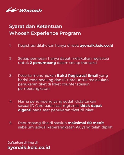 Syarat Naik Whoosh Gratis Syarat Naik Whoosh Gratis.