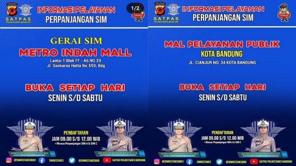 Gerai SIM SATLANTAS POLRESTABES BANDUNG Gerai SIM Satlantas Polrestabes Bandung di Metro Indah Mall dan Mal Pelayanan Publik Kota Bandung. (FOTO: istimewa/INSTAGRAM)