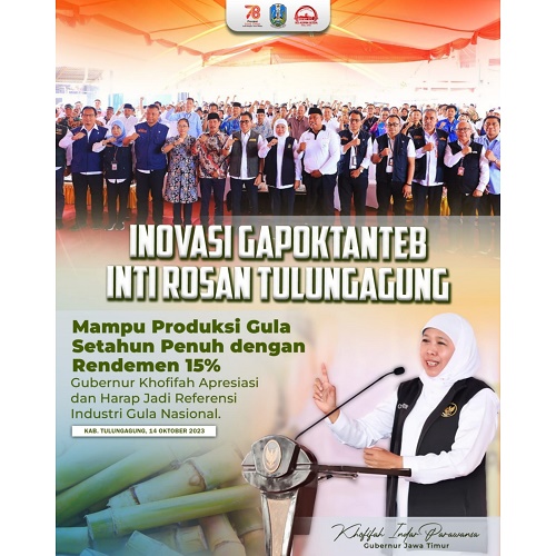Gubernur Khofifah apresiasi Gapoktan Tebu Inti Rosan. (Foto: dok Pemprov Jatim)