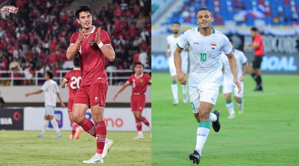 Timnas Indonesia vs Irak Defender Timnas Indonesia Elkan Baggott (kiri) bakal bentrok striker Irak Ali Al-Hamadi pada putaran kedua Kualifikasi Piala Dunia 2026 zona Asia, bulan depan. (Foto: PSSI & Twitter @alikalhamadi)