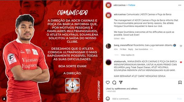 Evan Soumilena Klub futsal Portugal ADCR Caxinas resmi mengumumkan Evan Soumilena memutuskan meninggalkan klub tersebut. (Foto: Instagram @adcrcaxinas)