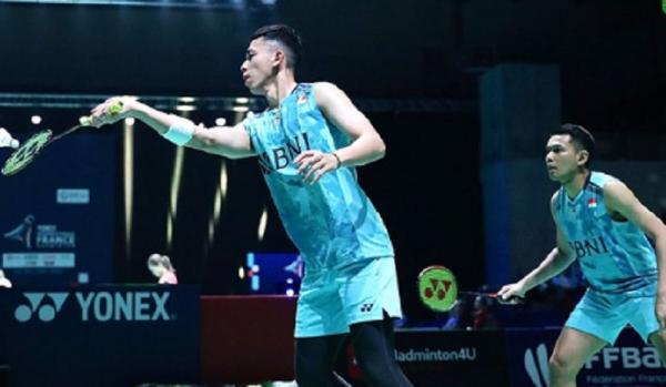 Ganda putra Indonesia, Fajar Alfian/Muhammad Rian Ardianto terlalu tangguh untuk duo Skotlandia, Alexander Dunn/Adam Hall di 32 Besar French Open 2023. (Foto: PBSI)