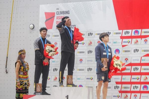 Rahmad Adi Mulyono Panjat Tebing Rahmad Adi Mulyono tampil sebagai yang terbaik di International Federation of Sport Climbing (IFSC) Asian Qualifier 2023, Minggu (12/11/2023). (Foto: MPI)