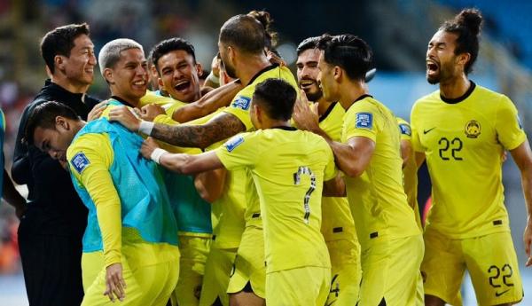 Timnas Malaysia Timnas Malaysia merayakan golnya ke gawang Taiwan pada putaran kedua Kualifikasi Piala Dunia 2026 di Taipei Municipal Stadium, Taipei City, Selasa (21/11/2023). (Foto: Instagram @famalaysia)