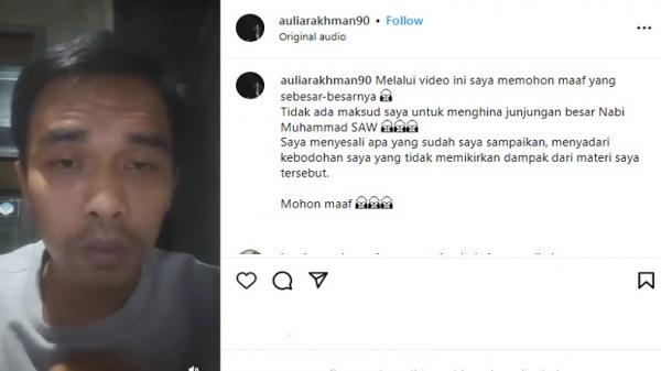 Komika Lampung Aulia Rakhman Minta Maaf usai Didug Komika Lampung Aulia Rakhman Minta Maaf usai Diduga Hina Nabi Muhammad (foto: Tangkapan Layar)