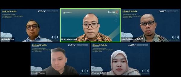 Riset INDEF Shopee Diskusi Publik Riset INDEF: Peran Platform Digital Terhadap Pengembangan UMKM di Indonesia. (Foto: dok Istimewa)