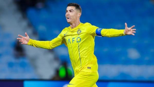 Striker Al-Nassr Cristiano Ronaldo 2 Striker Al-Nassr Cristiano Ronaldo merayakan golnya ke gawang Al-Fayha pada leg pertama 16 besar Liga Champions Asia di Stadion Prince Faisal bin Fahd, Riyadh, Arab Saudi, Kamis (15/2/2024) dini hari WIB. (Foto: AFC)