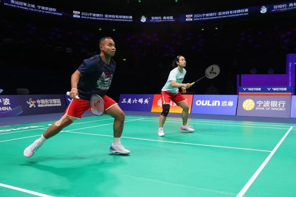 Ganda Campuran Latihan Tim Indonesia mulai jalal lapangan di Ningbo Olympic Sports Centre Gymnasium, Ningbo, China, pada Senin (8/4/2024). Ini juga sekaligus jadi latihan perdana.