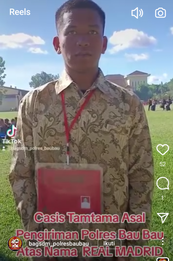 Casis tamtama bernama Real Madrid asal pengiriman Polres Baubau viral. (Foto:ist)