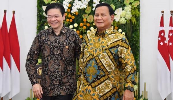 Prabowo Subianto dan Wakil PM Lawrence Wong (Foto: Biro Setpres)