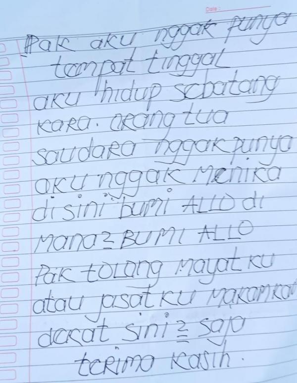 IMG 20240621 135026 Tangkapan layar isi surat wasiat pria misterius tewas tertabrak kereta api di Bojonegoro. (Foto: MPI)