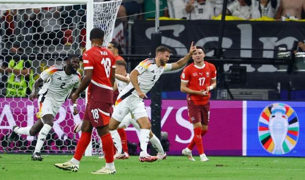 Swiss berhasil lolos ke 16 Besar Euro 2024. Tim berjuluk La Nati itu mengimbangi tuan rumah Jerman 1-1 pada matchday terakhir Grup A di Frankfurt Arena (Foto: REUTERS)