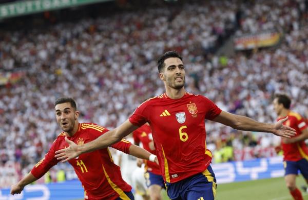 Merino Spanyol imnas Spanyol melaju ke semifinal Euro 2024. Spanyol mengalahkan Jerman 2-1. (foto: REUTERS)