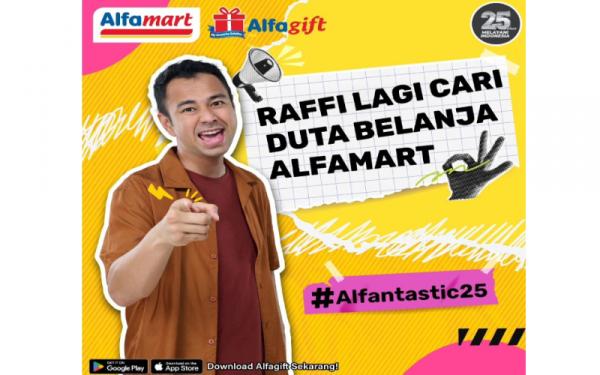 Alfamart Duta Belanja Raffi Ahmad Belanja ke @alfamart atau melalui aplikasi @alfagift_idn dan jadi #DutaBelanjaAlfamart bersama Raffi Ahmad. (Foto: dok Alfamart)