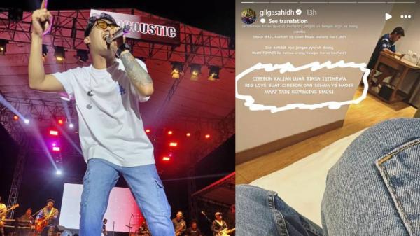 Gilga Sahid lempar mic Gilga Sahid lempar mic di atas panggung dan meminta maaf setelahnya.