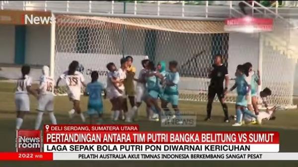 Laga Sepak Bola Putri Sumut vs Bangka Belitung Diwarnai Kericuhan