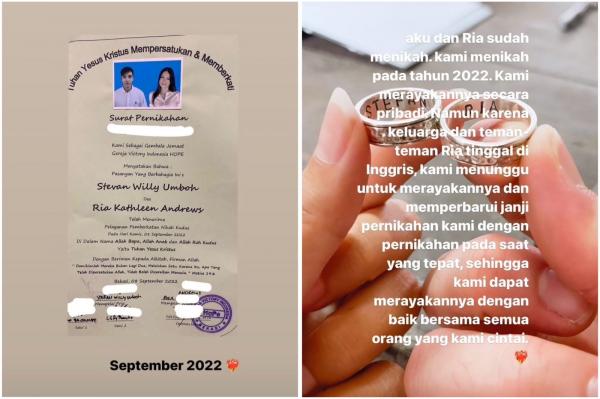 Bukti Stefan dan Ria telah menikah Bukti Stefan dan Ria telah menikah
