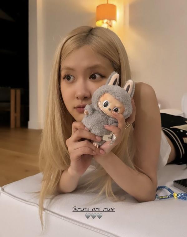 Rose BLACKPINK dan boneka labubu Rose BLACKPINK dan boneka labubu miliknya. (Foto: Instagram)