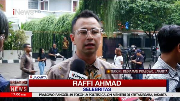 Raffi Ahmad di kediaman Prabowo Subianto. (Foto: iNews TV)