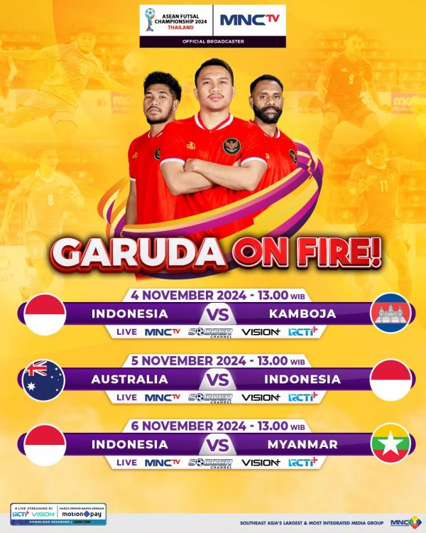 Seluruh laga Timnas Futsal Indonesia pada  ASEAN Futsal Championship 2024 akan disiarkan langsung MNCTV. (Foto: MNCTV)