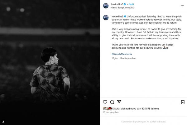 Kevin Diks menuliskan pesan haru usai dipastikan absen membela Timnas Indonesia vs Arab Saudi.