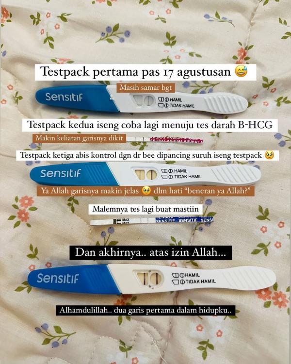 Istri Dennis Lim melakukan pengujian kehamilan beberapa kali untuk memastikan benar ada janin di perutnya. (Foto: Instagram)
