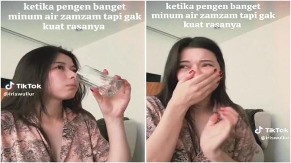 Iris Wullur Iris Wullur saat bikin konten air zamzam. (Foto: TikTok)